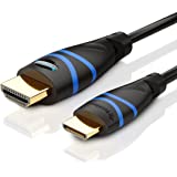 BlueRigger Mini HDMI to HDMI Cable (6FT, 4K 60Hz HDR, High Speed, Ethernet, Audio Return) - Compatible with DSLR Camera, Camc