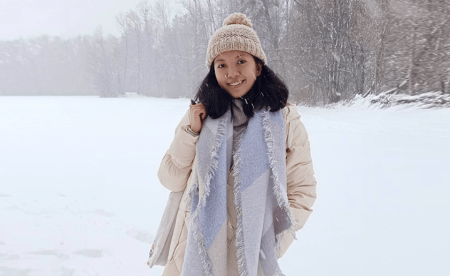 Fike pictured with a snow background