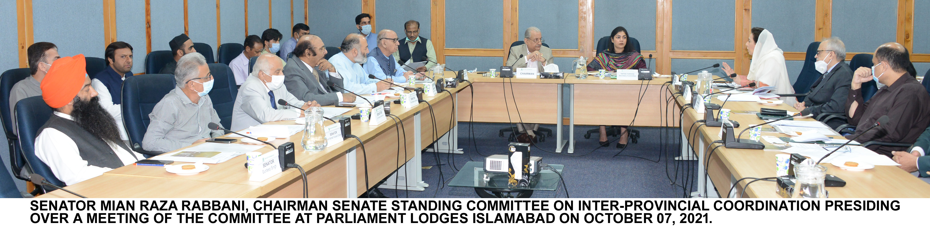 In the Meeting   of   the   Senate   Standing   Committee on Inter-Provincial Coordination held under the Chairmanship of Senator Mian Raza Rabbani on 7th October, 2021