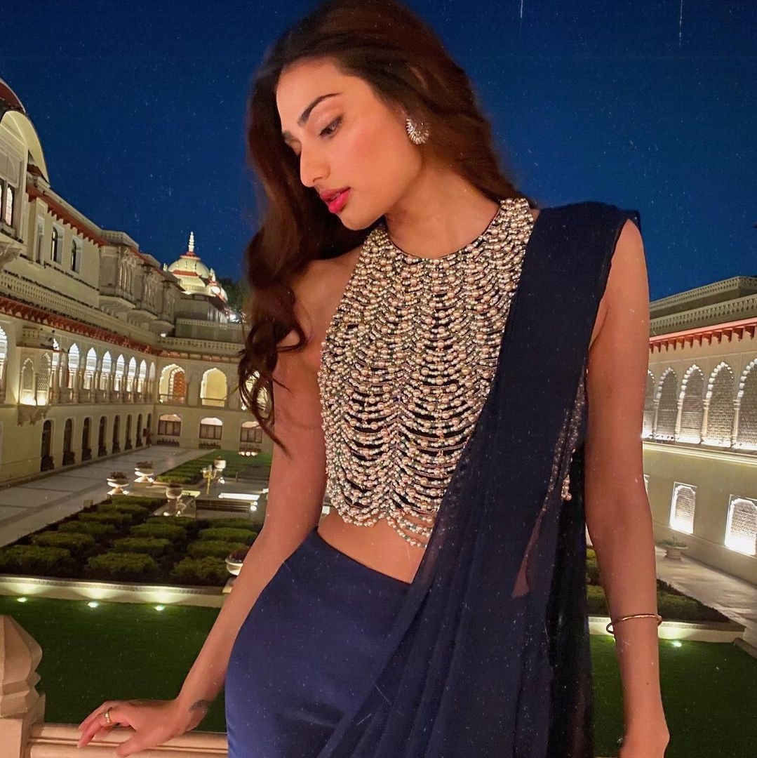 Athiya Shetty in a predraped sari