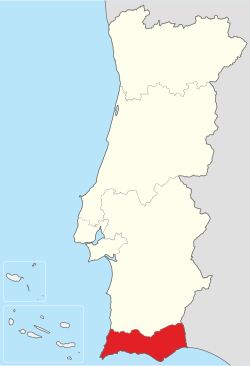 Location of the Algarve Region in relation to the national borders