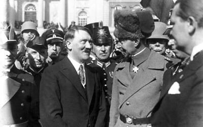Adolf Hitler and Crown Prince Wilhelm von Preussen at the Day of Potsdam in March 1933. (Bundesarchiv bild/ via Wikimedia Commons)