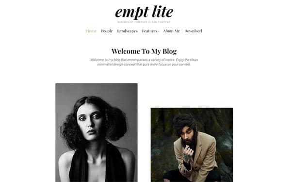 screenshot of the free Empt lite theme for blogging WordPress themes