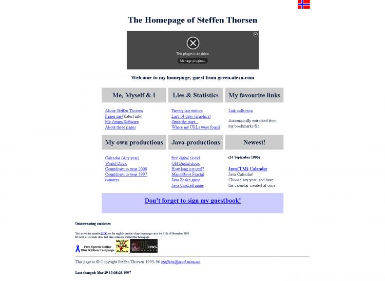 Screenshot of Steffen Thorsen's old homepage.