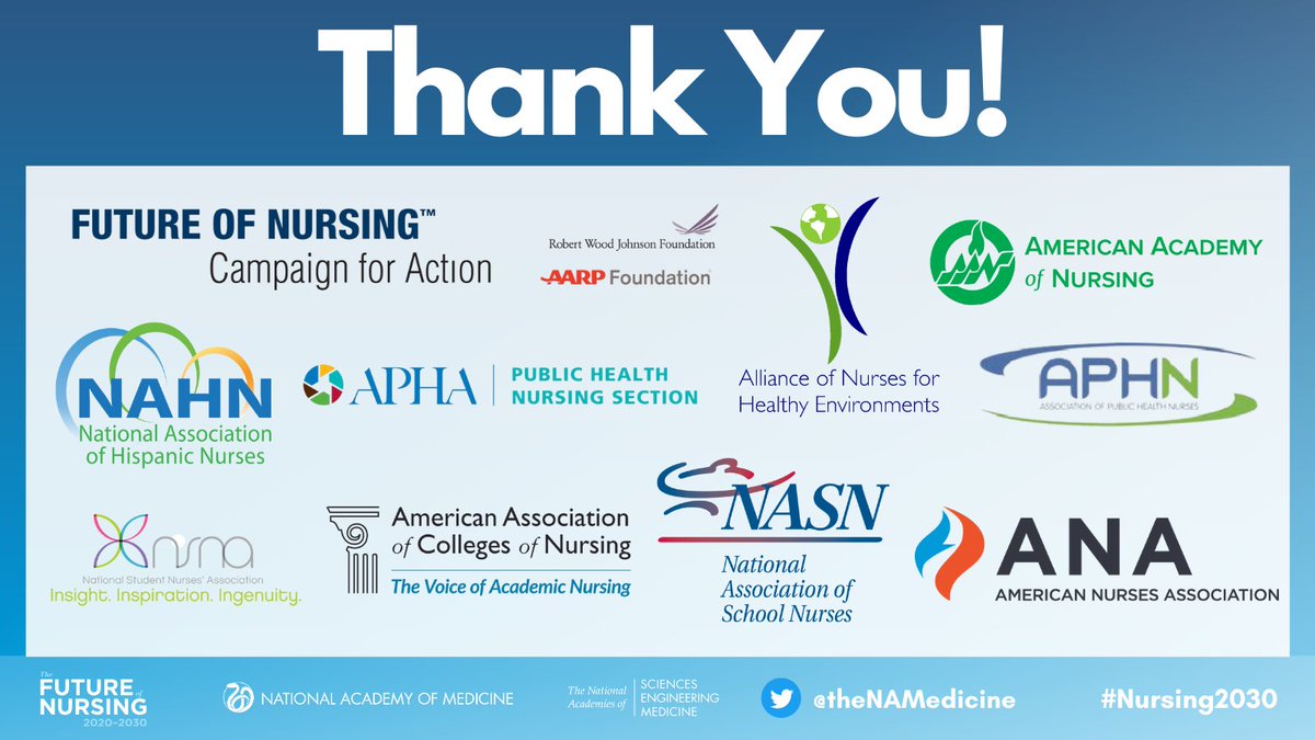 Thank you for joining us for the #Nursing2030 #TwitterChat! For more information on the study and on future activities, please visit https://bit.ly/3qryvRJ #FutureofNursing2030