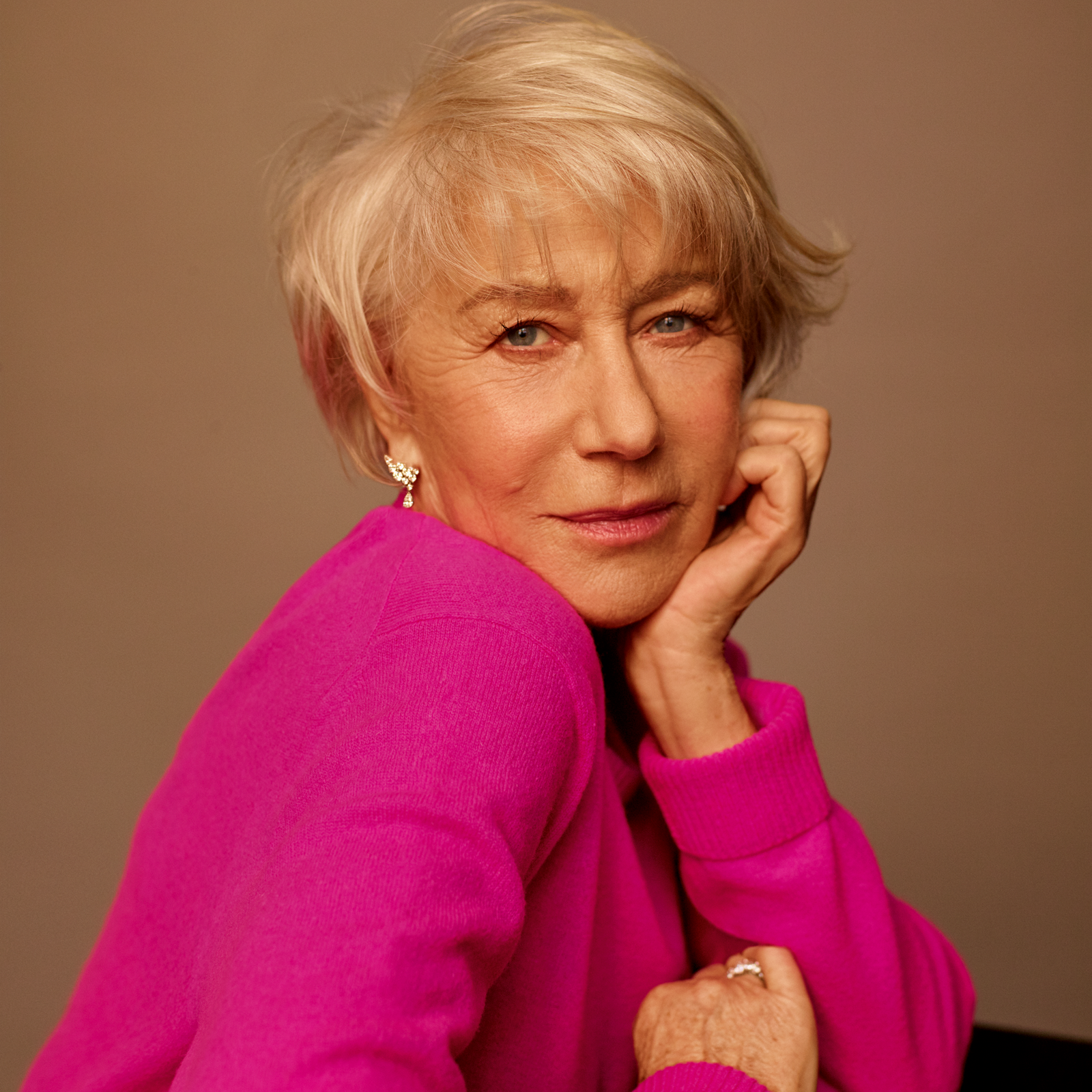 Image may contain Helen Mirren Face Human Person Finger Clothing and Apparel