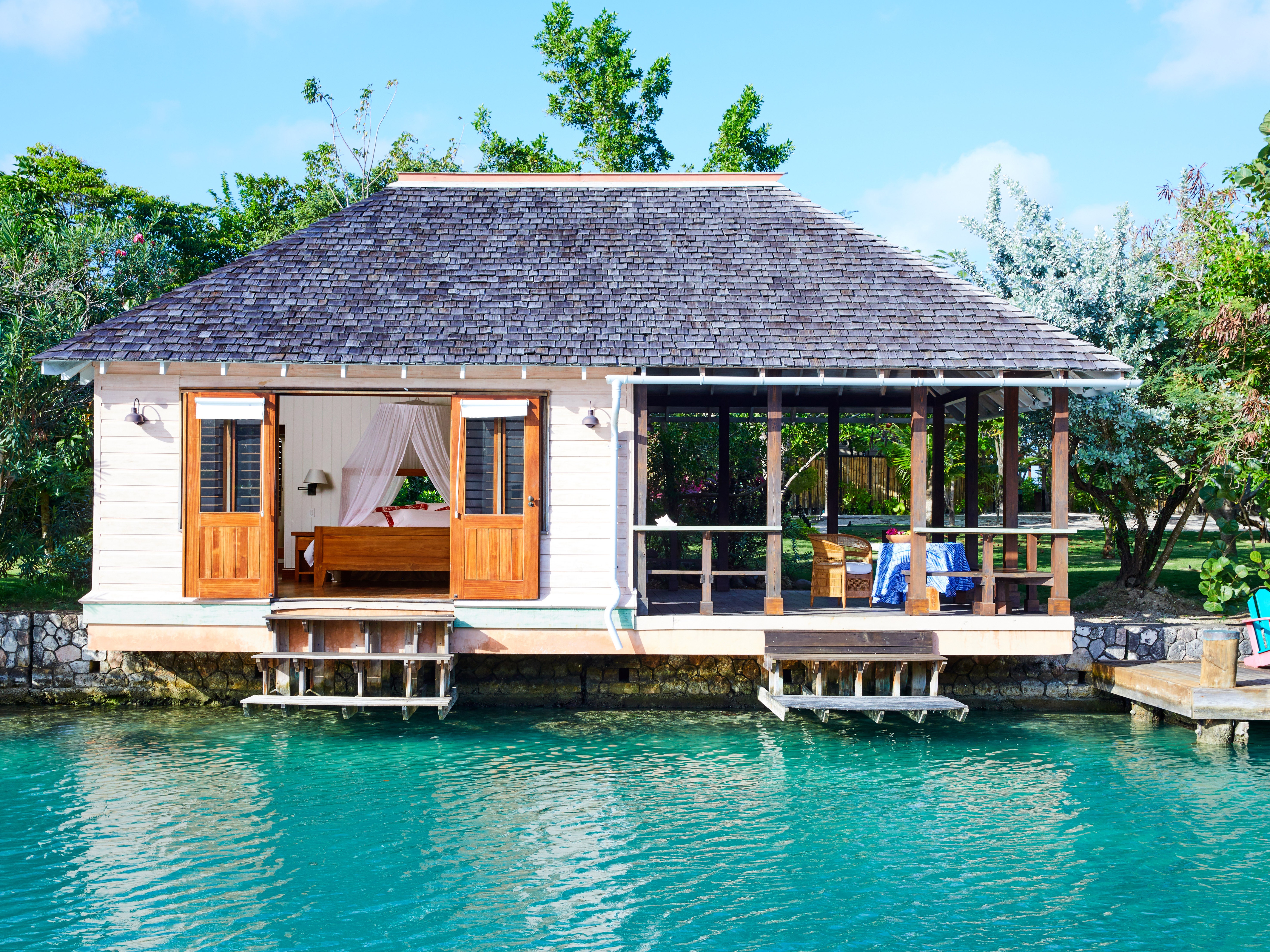 A lagoon cottage at GoldenEye.