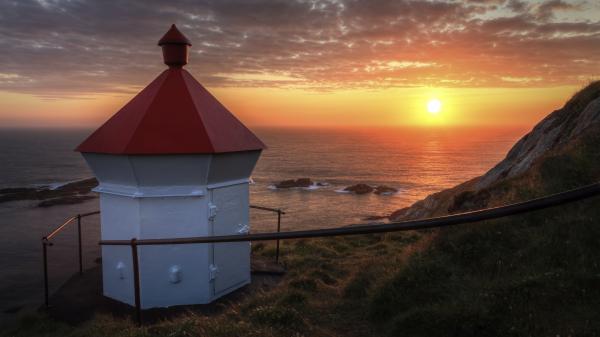 Nyksund lighthouse in Norway under the Midnight Sun.