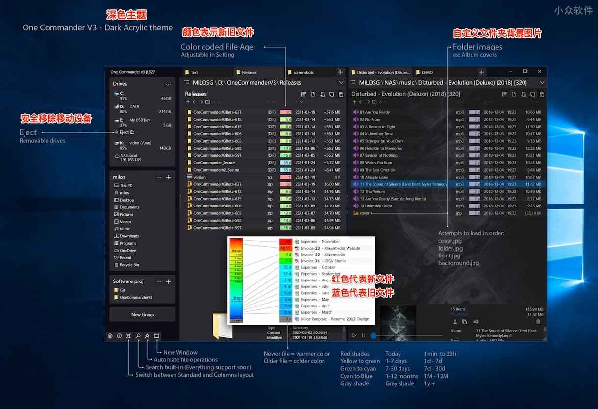 One Commander 3 - 多栏、多主题、高自定义、文件预览，免费的文件管理器[Windows] 1