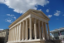 Maison Carrée temple in Nemausus Corinthian columns and portico