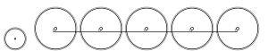 Diagram of one leading wheel and five large driving wheels joined by a coupling rod