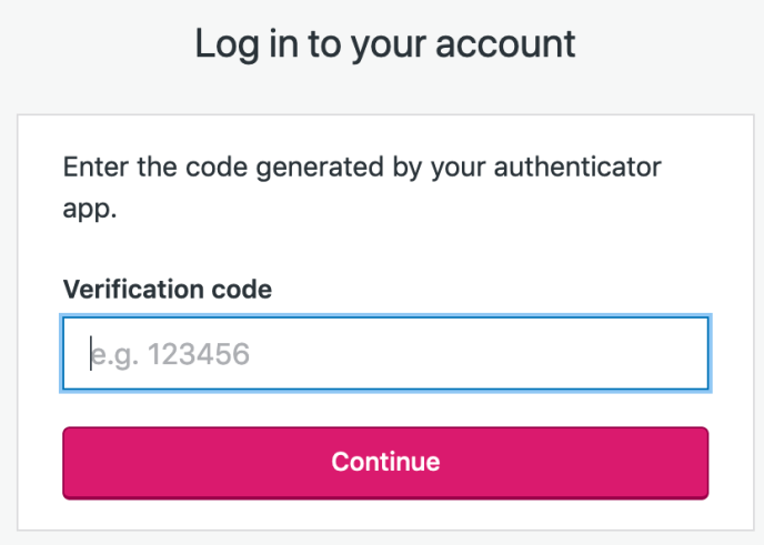 Enter two-step authentication code