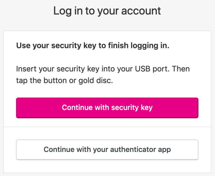 Two Step authentication options