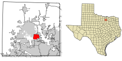 Location of Corinth in Denton County, Texas