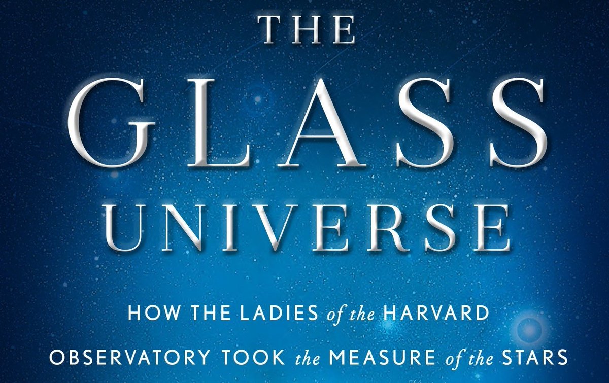 The cover of Dava Sobel's book, The Glass Universe. The title is in white letters with a blue background. 