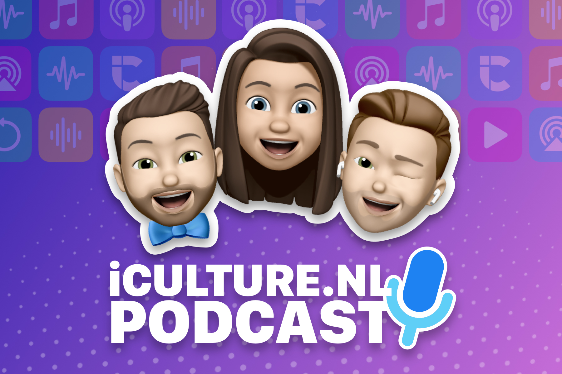 iCulture podcast met hosts Elger, Gonny en Benjamin als memoji