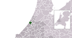 Highlighted position of Katwijk in a municipal map of South Holland