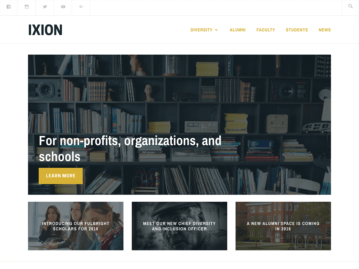 A theme for non-profits, organizations, and schools.