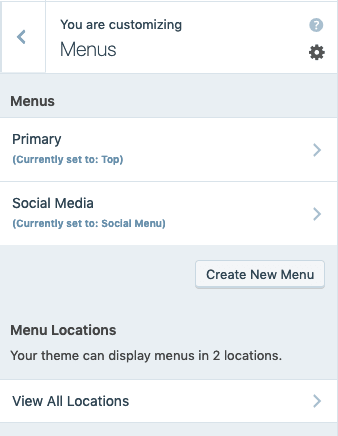 Customizer - Menus