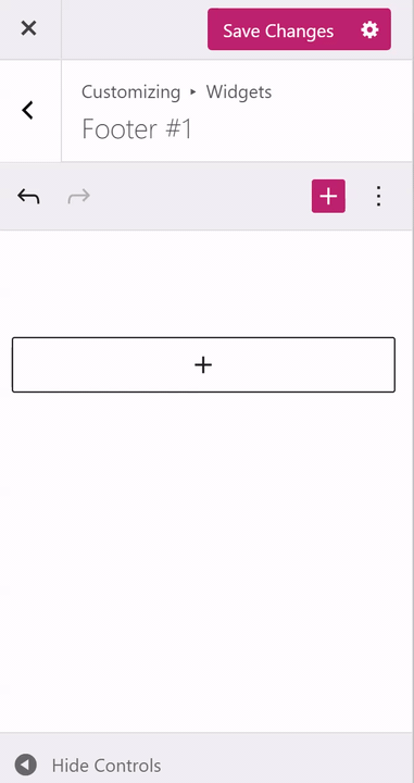 Animated GIF showing the action of adding a block widget.