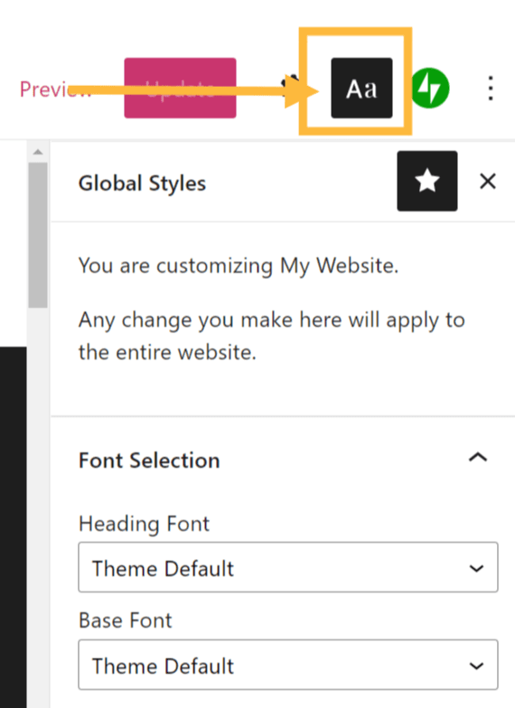 Global Styles in Block Editor for choosing Fonts