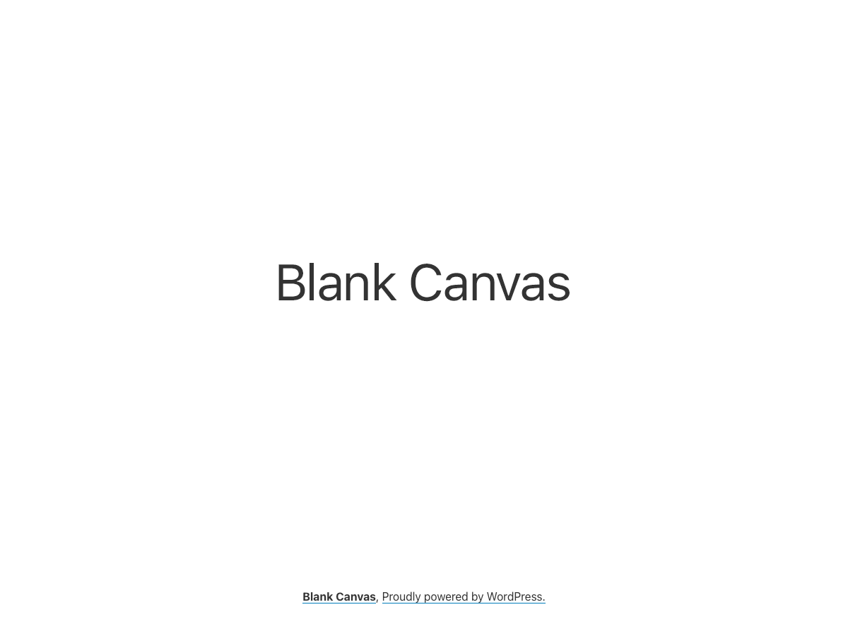 Blank Canvas é um tema minimalista, projetado para sites de uma única página. Seu post único e layouts de página não têm cabeçalho, menus de navegação ou widgets por padrão, então a página que você cria no editor do WordPress é a mesma página que você verá no front end. Os estilos padrão do tema são conservadores, contando com fontes sans-serif simples e uma cor de destaque em azul sutil. A tela em branco está pronta para suas personalizações.