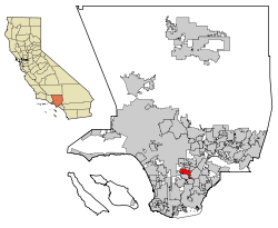 Location of South Gate in Los Angeles County, California