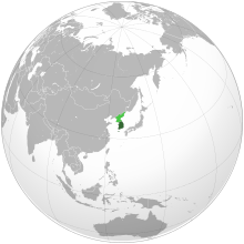 Land controlled by South Korea shown in dark green; land claimed but uncontrolled shown in light green