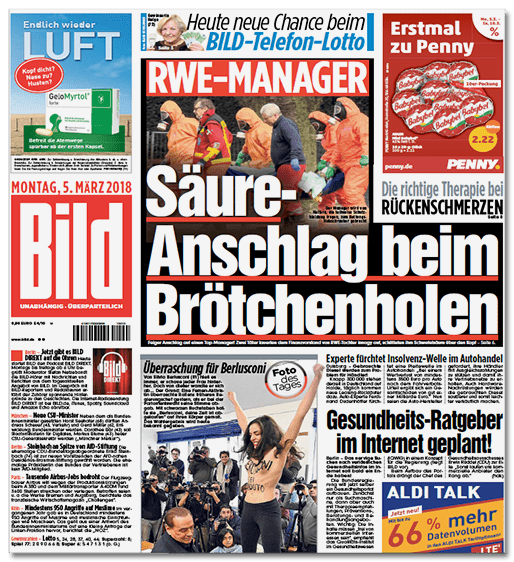 Kleine Meldung auf der Titelseite der Bild-Zeitung: Mindestens 950 Angriffe auf Muslime - Im vergangenen Jahr gab es in Deutschland mindestens 950 Angriffe auf Muslime und muslimische Einrichtungen wie Moscheen. Das geht aus einer Antwort des Bundesinnenministeriums auf eine Kleine Anfrage der Linken-Fraktion hervor, berichtet die NOZ