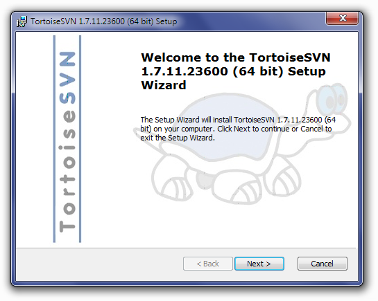 TortoiseSVN Installation Welcome Screen