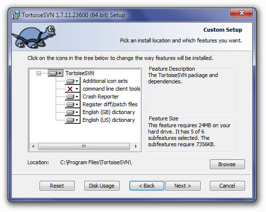 TortoiseSVN Custom Setup Screen