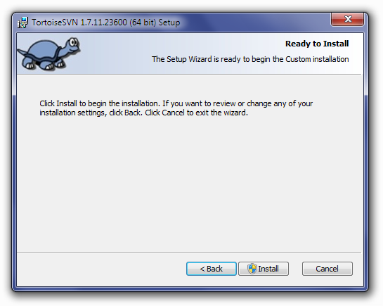 TortoiseSVN Confirm Installation Screen