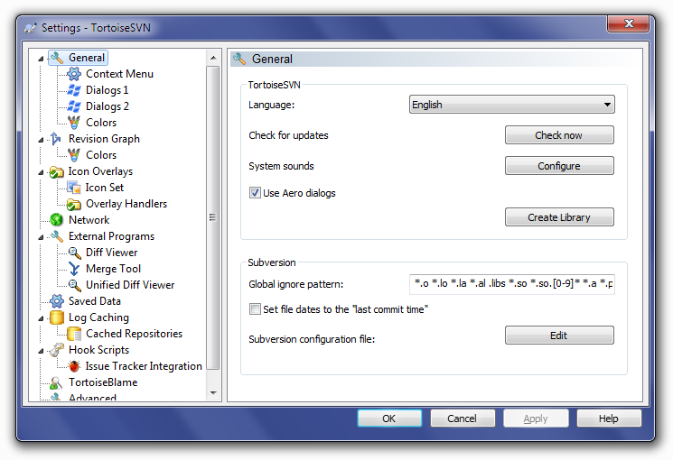 TortoiseSVN General Settings Screen