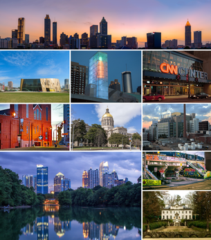 alt = Atlanta montage. Clicking on an image in the picture causes the browser to load the appropriate article.