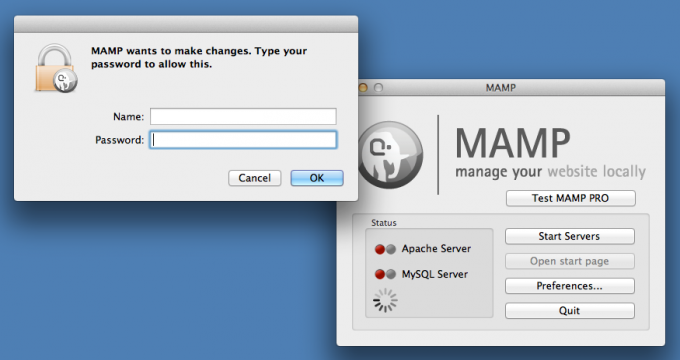 MAMP Change Authentication Screen