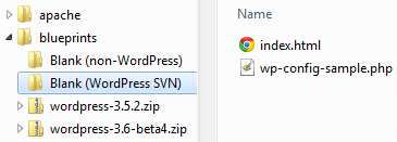 DesktopServer Blank (WordPress SVN) File Structure