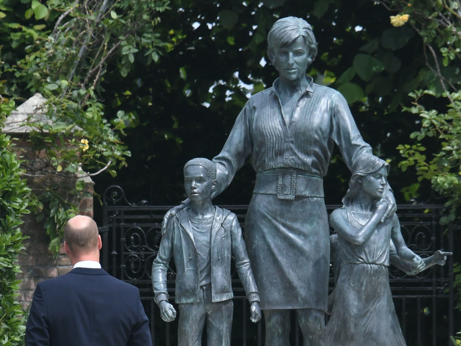 Prince William Duke of Cambridge after unveiling a statue of his mother Diana Princess of Wales in the Sunken Garden at...