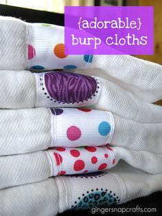 Ginger Snap Crafts: tutorial {adorable burp cloths} good for baby showers coming up! Cloth Diapers, Burp Cloths, Burp Rags, Sewing For Kids, Baby Sewing, Coin Couture, Sewing Crafts, Sewing Projects, Crafty Projects