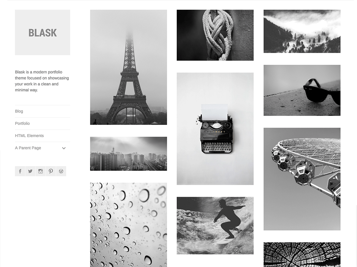 Blask is a modern portfolio theme focused on showcasing your work in a clean and minimal way.