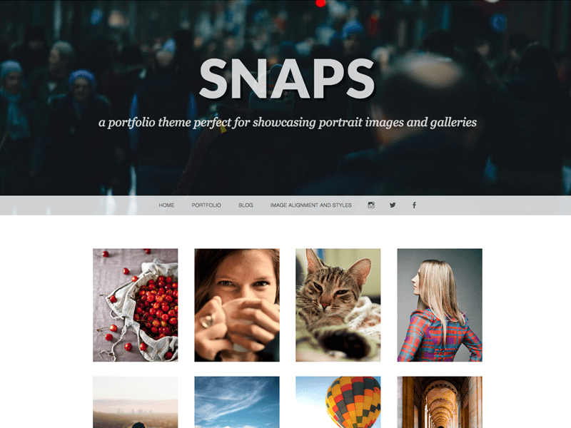 A portfolio theme perfect for showcasing portrait images and galleries.