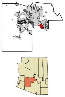 Location of Chandler in Maricopa County, Arizona