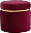 Amazon Brand – Rivet Asher Oval Upholstered Storage Ottoman, 18"W, Merlot Velvet