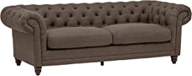 Amazon Brand – Stone & Beam Bradbury Chesterfield Tufted Sofa Couch, 92.9"W, Warm Grey