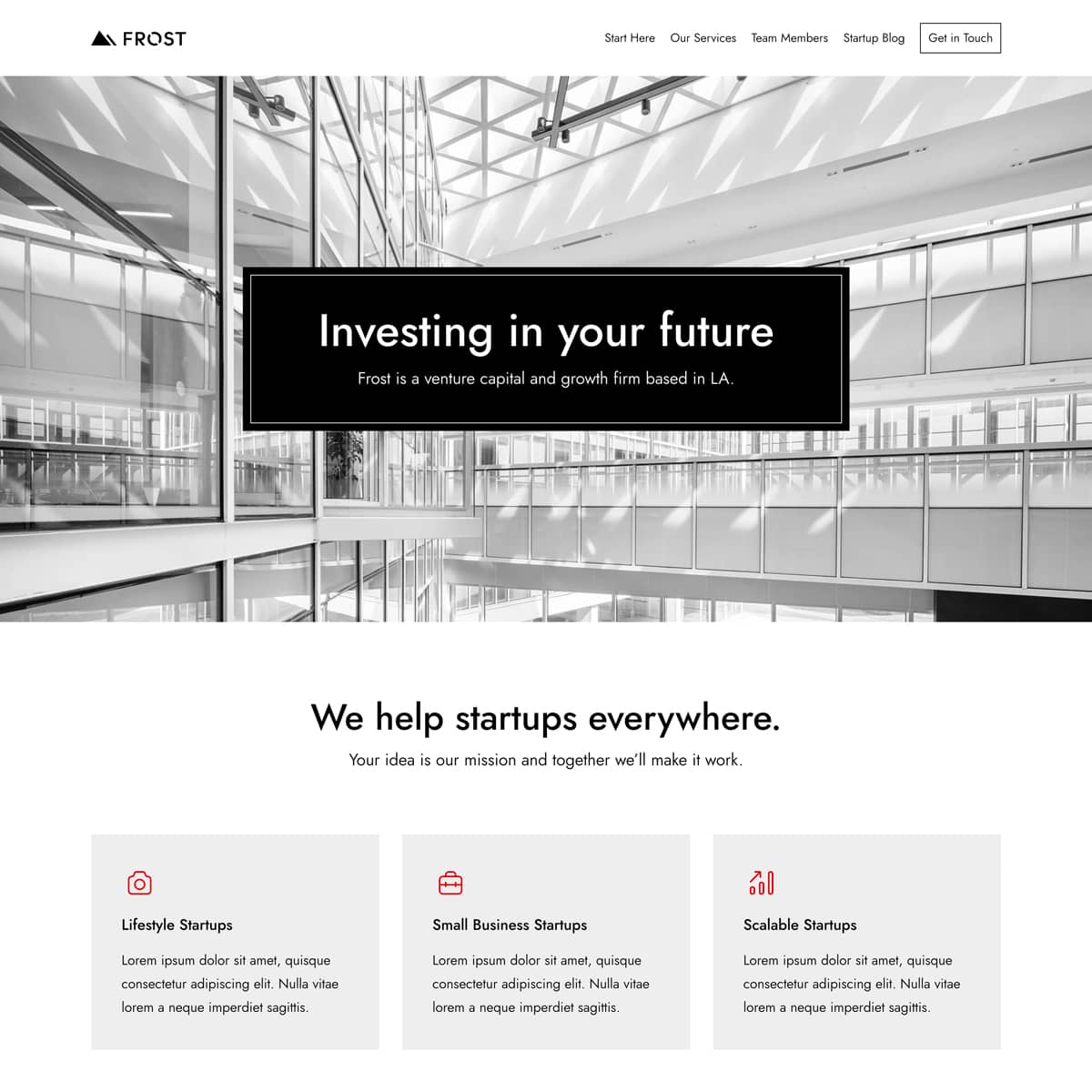 Venture Capital Starter Site - Frost for WordPress