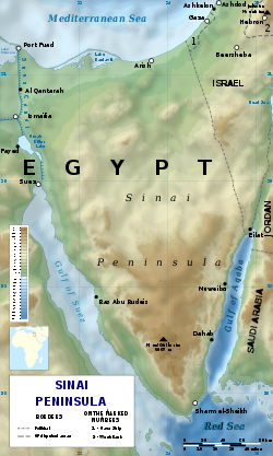 Relief map of the Sinai Peninsula