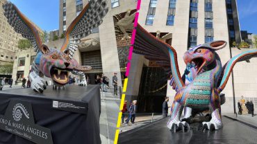 Colocan alebrijes gigantes de artesanos oaxaqueños en el Rockefeller Center de NY