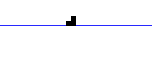 Three black squares on a white background