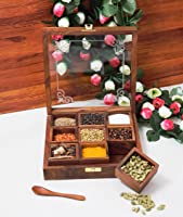 CRAFTCASTLE Elegant Sheesham Wooden Spice Rack | Dabba Multipurpose | Masala Box & Containers for Spices Use | Masala...