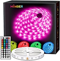 MINGER LED Strip Lights, 16.4ft RGB LED Light Strips with Remote and Control Box, Bright 5050 LEDs, 20 Colors and DIY...