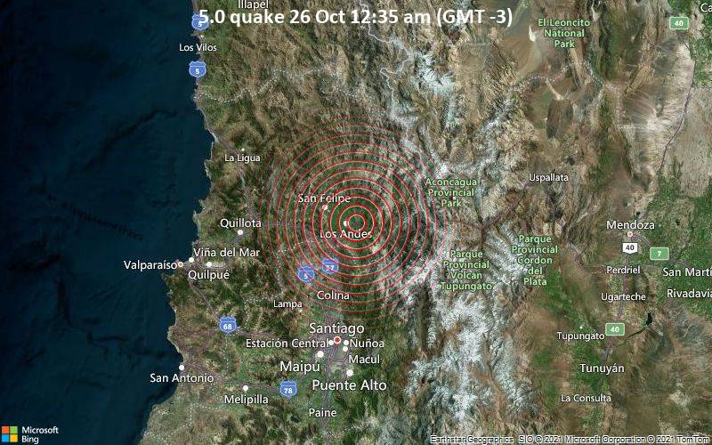 5.0 quake 26 Oct 12:35 am (GMT -3)